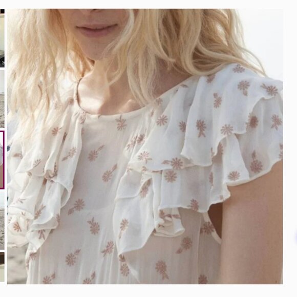 Doen Floral Embroidered Ruffle Midi Dress In Salt - Picture 3 of 14